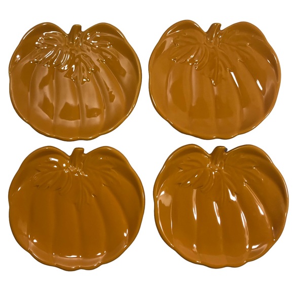 BIA International Cordon Bleu Set Of 4 Pumpkin Appetizer Canapé Snack Plates - Picture 3 of 9